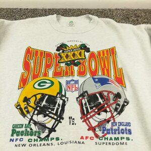 Vintage Green Bay Packers Sweatshirt Super Bowl XXXI Puff Print Mens 2XL